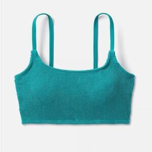 Kona Sol Women's Pucker Texture Square Neck Bikini Top turquoise XL